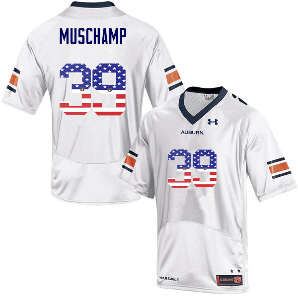 Men's Auburn Tigers #39 Robert Muschamp USA Flag Fashion White College Stitched Football Jersey